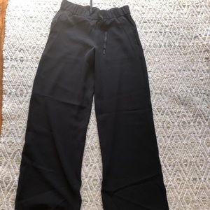 Black lululemon on the fly wide leg pants.